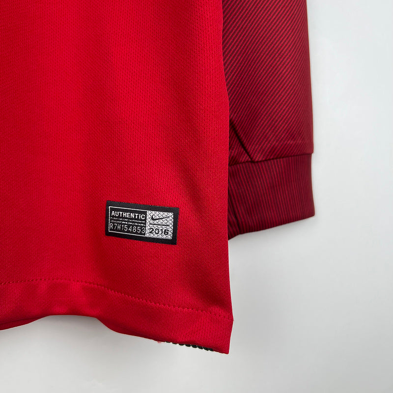 Jersey Portugal Retrô 2016 Manga Longa Vermelho